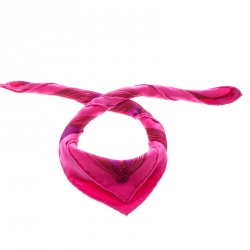 Hermes Pink Etriers Printed Silk Pocket Square