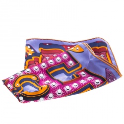 Hermes Multicolor Electrique Printed Silk Pocket Square