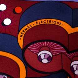 Hermes Multicolor Electrique Printed Silk Pocket Square