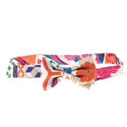 Pre Owned Hermes Multicolor Floral Printed Silk Narrow Bow Tie