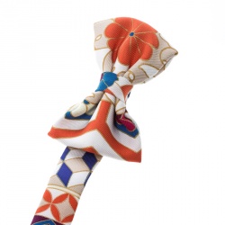 Pre Owned Hermes Multicolor Floral Printed Silk Narrow Bow Tie