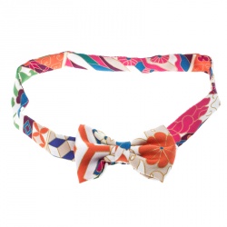 Pre Owned Hermes Multicolor Floral Printed Silk Narrow Bow Tie