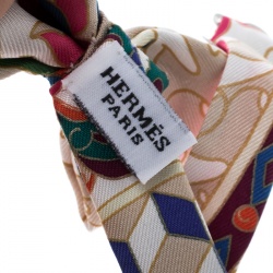 Pre Owned Hermes Multicolor Floral Printed Silk Narrow Bow Tie