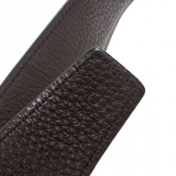 Pre Owned Hermès Black/Dark Brown Leather Reversible Gold Brushed Finished H Buckle Belt 95cm