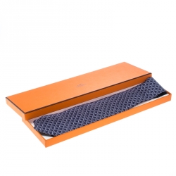 Pre Owned Hermes Vintage Navy Blue Link Printed Silk Tie