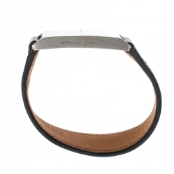 Hermes USB Flash Drive Black Leather Silver Tone Bracelet