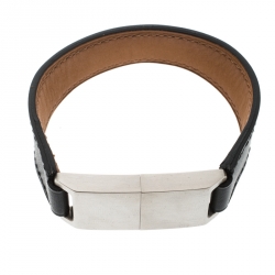 Hermes USB Flash Drive Black Leather Silver Tone Bracelet