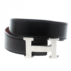 H leather belt Hermès Black size 95 cm in Leather - 35090555