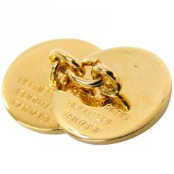 Hermes Gold Plated Sellier Cufflinks 