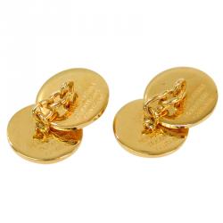 Hermes Gold Plated Sellier Cufflinks 
