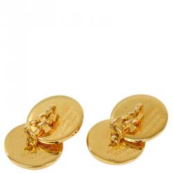 Hermes Gold Plated Sellier Cufflinks 