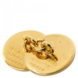 Hermes Gold Plated Sellier Cufflinks 