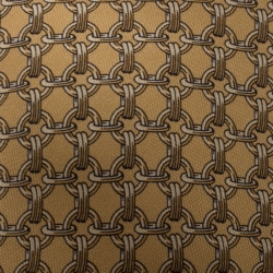 Pre Owned Hermes Vintage Pale Yellow Interlocked Chain Link Print Silk Tie