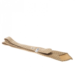 Pre Owned Hermes Vintage Pale Yellow Interlocked Chain Link Print Silk Tie