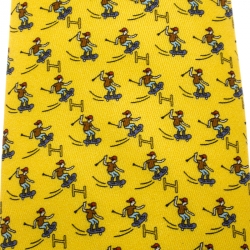 Pre Owned Hermes Yellow Skate Boy Printed Silk Tie 