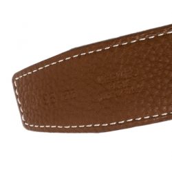 Pre Owned Hermès Black/Brown Leather Reversible Gold Grooved Finished H Buckle Belt 95cm