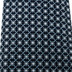 Pre Owned Hermes Navy Blue Link Pattern Printed Silk Tie