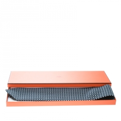 Pre Owned Hermes Navy Blue Link Pattern Printed Silk Tie