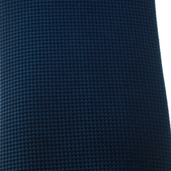 Pre Owned Hermes Blue Mini Diamond Pattern Silk Jacquard Tie