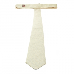 Pre Owned Hermes Pastel Yellow Patterned Silk Jacquard Tie