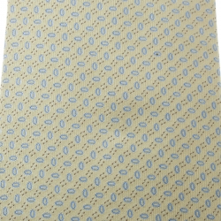 Pre Owned Hermes Pastel Yellow Patterned Silk Jacquard Tie