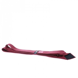 Pre Owned Hermes Magenta Pink and Black Irregular Houndstooth Print Silk Tie