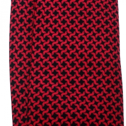 Pre Owned Hermes Magenta Pink and Black Irregular Houndstooth Print Silk Tie