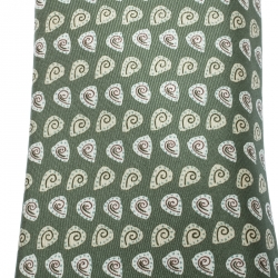 Pre Owned ربطة عنق تقليدية هيرمس حرير بنقوش خضراء فسدقية