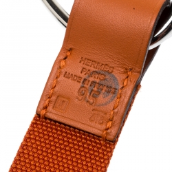 Pre Owned Hermes Orange Nylon Belt Size 112 CM