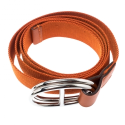 Pre Owned Hermes Orange Nylon Belt Size 112 CM