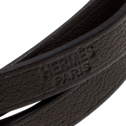 Hermes Hapi 3 Dark Green Leather Palladium Plated Wrap Bracelet
