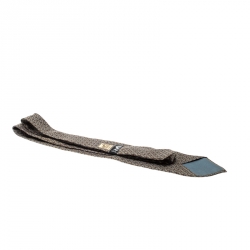 Pre Owned Hermes Grey and Brown Chain Link Pattern Printed Silk Tie