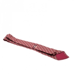 Pre Owned Hermes Berry Pink Silk Equestrian Printed Tie