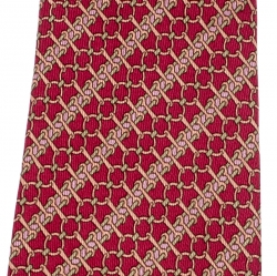 Pre Owned Hermes Berry Pink Silk Equestrian Printed Tie
