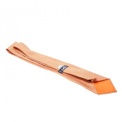 Pre Owned Hermes Orange Equestrian Chain Link Print Silk Tie