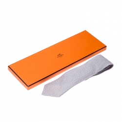 Pre Owned Hermes Pink and Blue Infinite Link Print Silk Tie