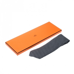 Pre Owned Hermes Navy Blue Aeroplanes and Swallows Print Silk Tie