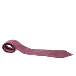 مملوكة مسبقًا Hermes Red and Blue Geometric Stripe Print Silk Twill Tie 