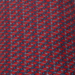 مملوكة مسبقًا Hermes Red and Blue Geometric Stripe Print Silk Twill Tie 