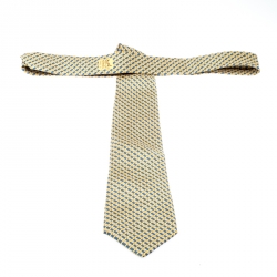 Pre Owned Hermes Yellow and Blue Ring print Silk Tie