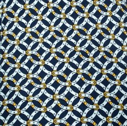Pre Owned Hermes Blue Circular Belt Print Silk Tie 