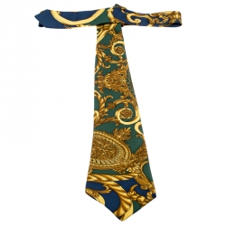 Pre Owned Hermes Multicolor Baroque Print Silk Tie