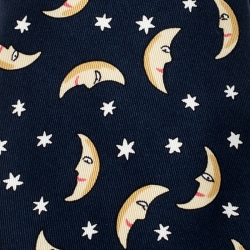 Pre Owned Hermes Navy Blue Half Moon Print Silk Twill Tie