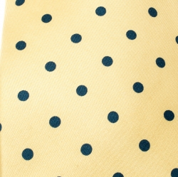 Pre Owned Hermes Yellow Polka Dot Print Silk Twill Tie