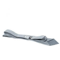 Pre Owned Hermes Grey Ring Print Silk Tie