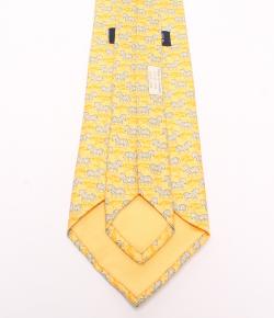 Pre Owned Hermes Yellow Zebra Print Silk Tie