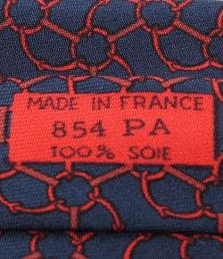Pre Owned Hermes Navy Blue Ring Print Silk Tie
