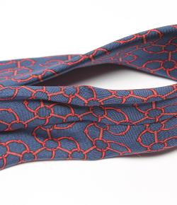 Pre Owned Hermes Navy Blue Ring Print Silk Tie