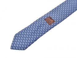 Hermes Blue Silk Print Tie 