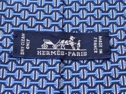 Hermes Blue Silk Print Tie 